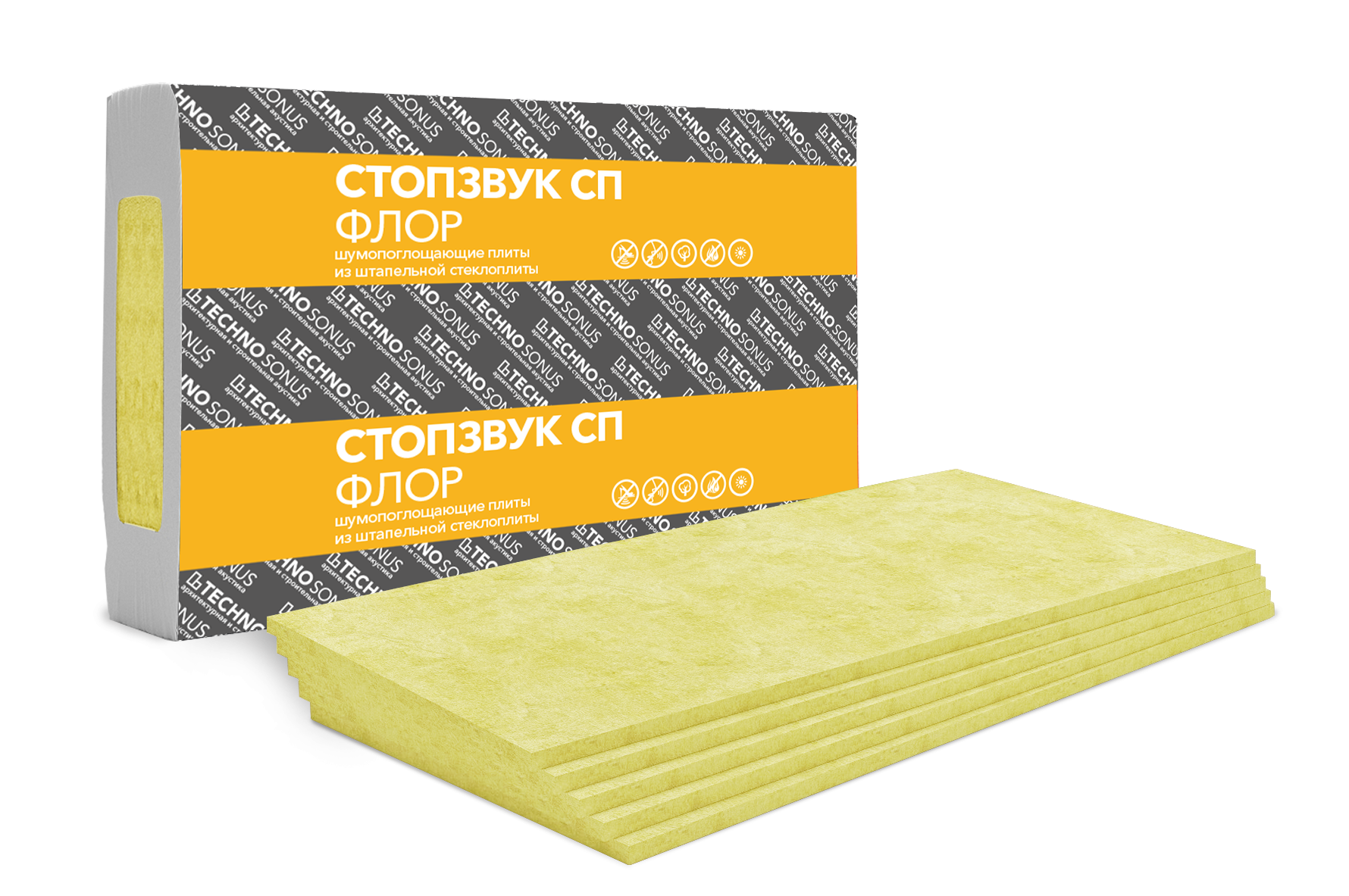 ხმის საიზოლაციო მინერალური ბამბა TechnoSonus СP Flor (1,2მ*0,6მ*20მმ) 5,76მ2 — მინაბამბა